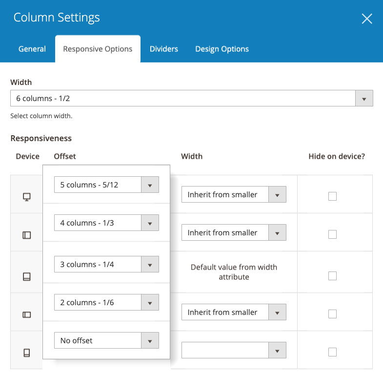 Define offsets